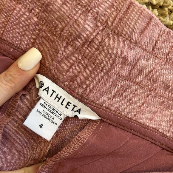Athleta Cabo Linen Wide Leg Pants in Rust Color Women's Size 4 - Picture 6 of 8